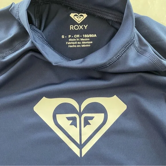 Girls Roxy Blue Rashguard. S - Picture 6 of 7